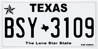 TX license plate BSY3109
