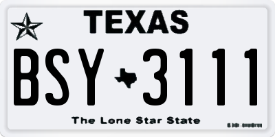 TX license plate BSY3111