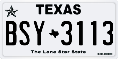 TX license plate BSY3113