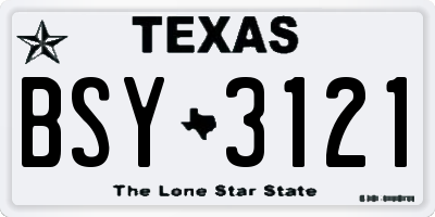 TX license plate BSY3121