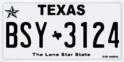 TX license plate BSY3124