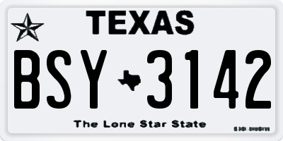 TX license plate BSY3142