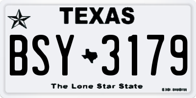 TX license plate BSY3179