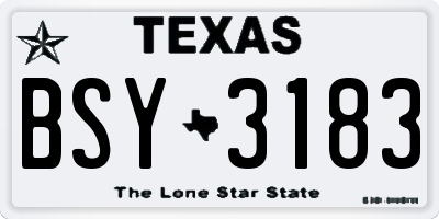 TX license plate BSY3183