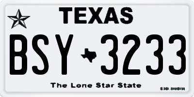 TX license plate BSY3233