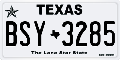 TX license plate BSY3285