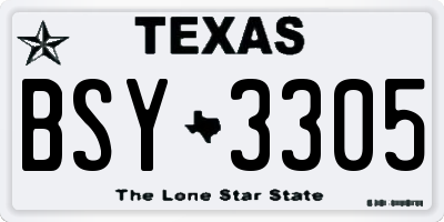 TX license plate BSY3305