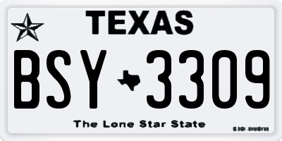 TX license plate BSY3309