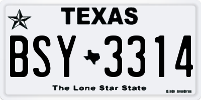 TX license plate BSY3314