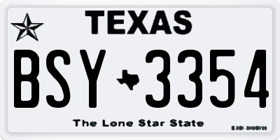 TX license plate BSY3354