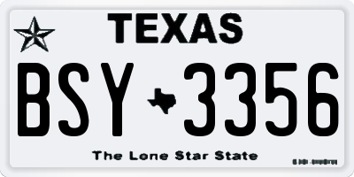 TX license plate BSY3356