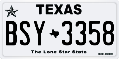 TX license plate BSY3358