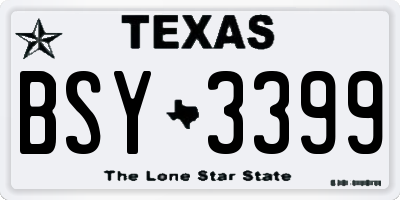 TX license plate BSY3399