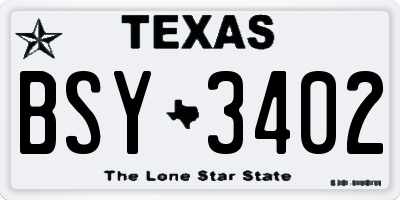 TX license plate BSY3402