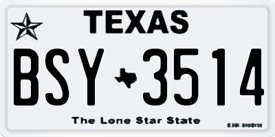 TX license plate BSY3514