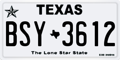 TX license plate BSY3612