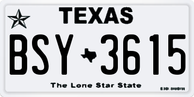 TX license plate BSY3615