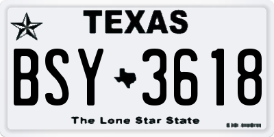 TX license plate BSY3618