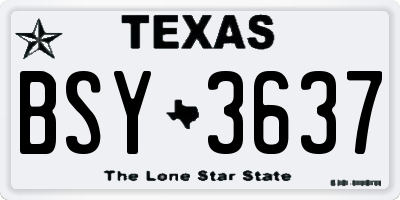 TX license plate BSY3637