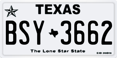 TX license plate BSY3662