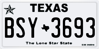TX license plate BSY3693