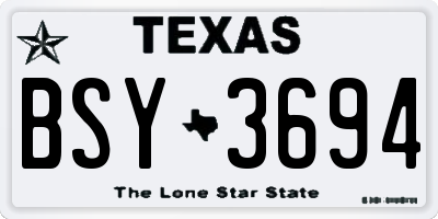 TX license plate BSY3694