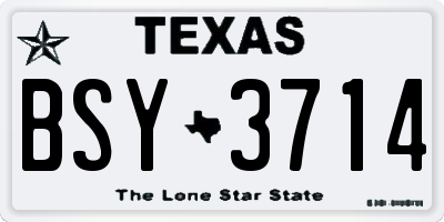 TX license plate BSY3714