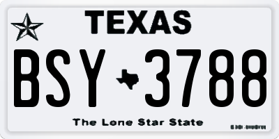 TX license plate BSY3788