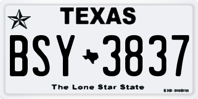 TX license plate BSY3837