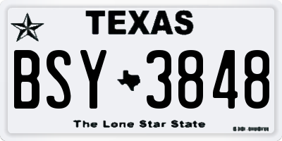 TX license plate BSY3848