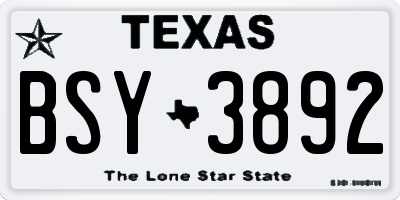 TX license plate BSY3892