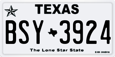 TX license plate BSY3924