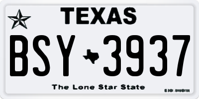 TX license plate BSY3937