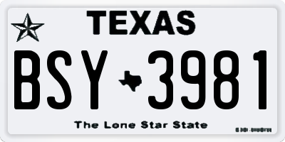 TX license plate BSY3981