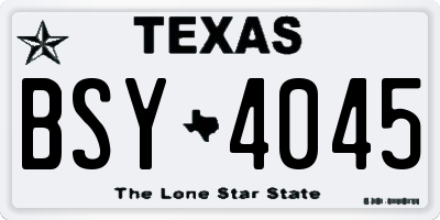 TX license plate BSY4045