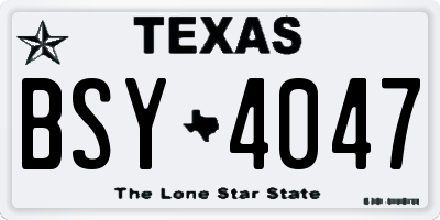 TX license plate BSY4047