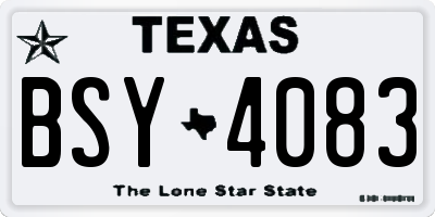 TX license plate BSY4083