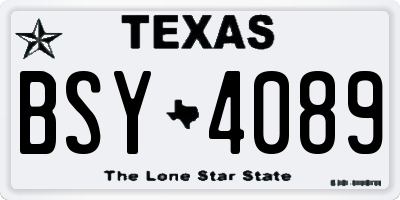 TX license plate BSY4089