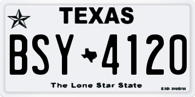 TX license plate BSY4120