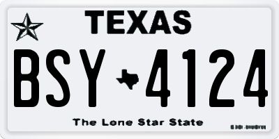 TX license plate BSY4124