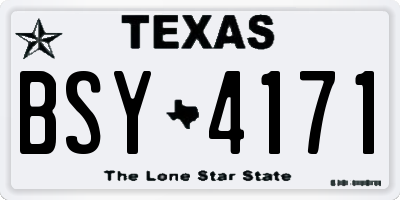 TX license plate BSY4171