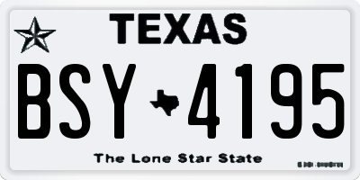 TX license plate BSY4195