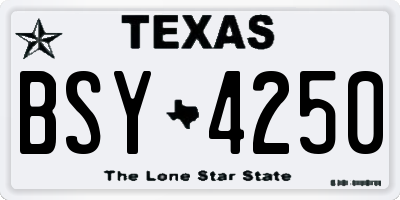 TX license plate BSY4250