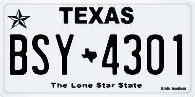 TX license plate BSY4301