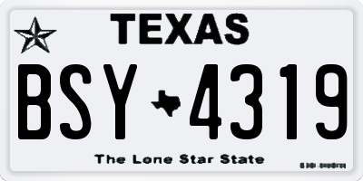 TX license plate BSY4319
