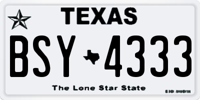 TX license plate BSY4333