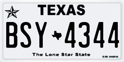 TX license plate BSY4344