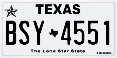 TX license plate BSY4551