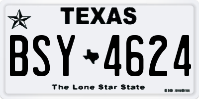 TX license plate BSY4624