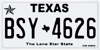 TX license plate BSY4626
